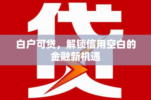 果洛白户可贷，解锁信用空白的金融新机遇