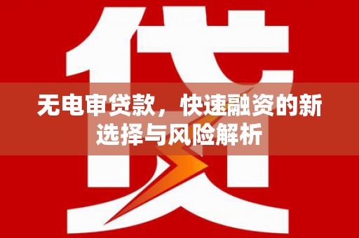 果洛无电审贷款，快速融资的新选择与风险解析