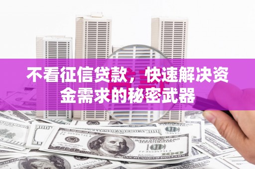 果洛不看征信贷款，快速解决资金需求的秘密武器